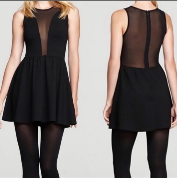 For Love & Lemons Black Mesh Skater Mini Dress Size Medium - Picture 2 of 7